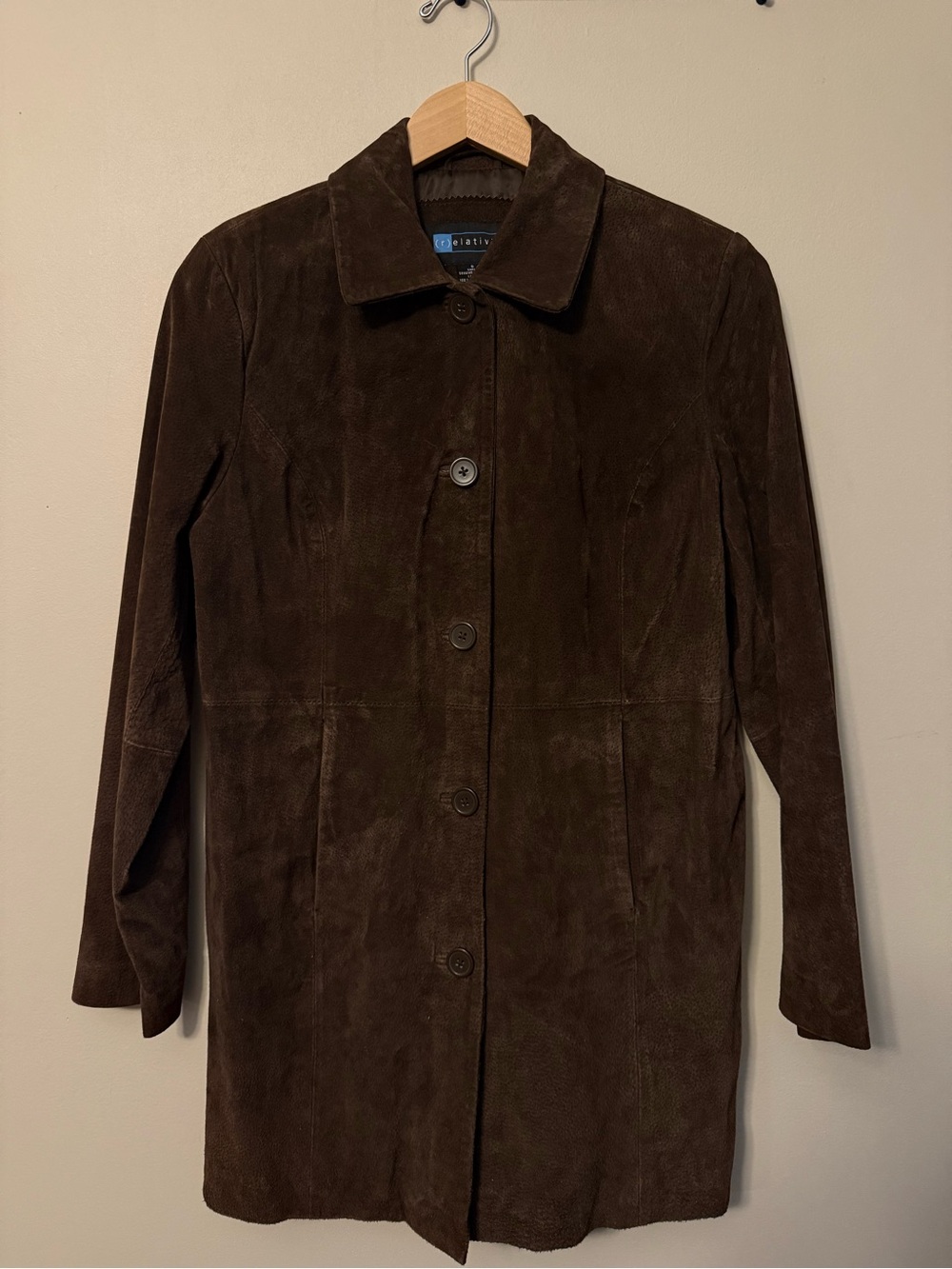 Relativity Dark Brown Suede Button-Front Women's Jacket